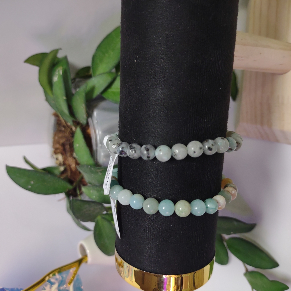 Elegant Beaded Bracelet Set - Gray and Green